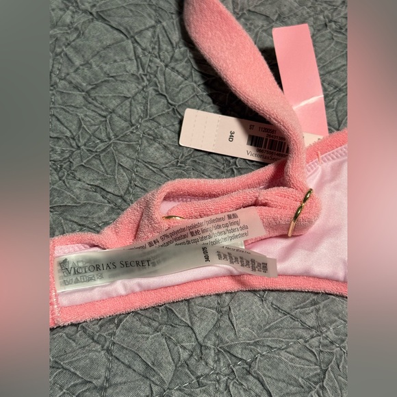 VICTORIAS SECRET SWIM SET UNDERWIRE TOP 34D, SMALL HIGH WAIST BOTTOM Terry cloth - Picture 7 of 8